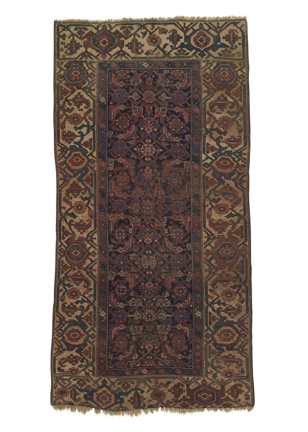 35548 Persian Rug Bijar Handmade Area Runner Antique Traditional 3'11'' x 7'3'' -4x7- Whites Beige Blue Floral Design