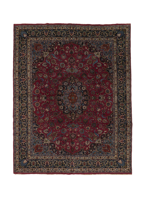 35563 Persian Rug Mashhad Handmade Area Traditional 9'9'' x 12'5'' -10x12- Red Blue Floral Design