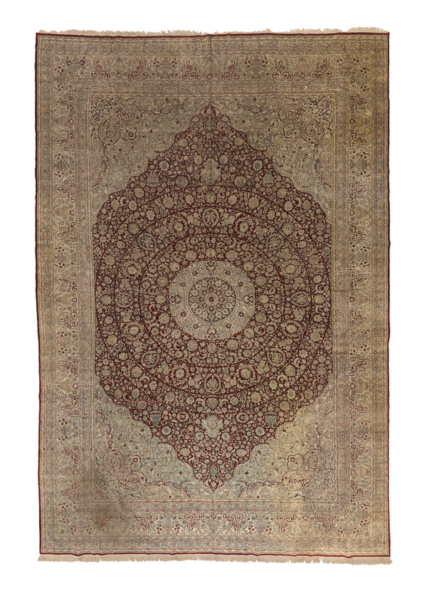35571 Oriental Rug Chinese Handmade Area Traditional 11'10'' x 17'11'' -12x18- Whites Beige Red Floral Design