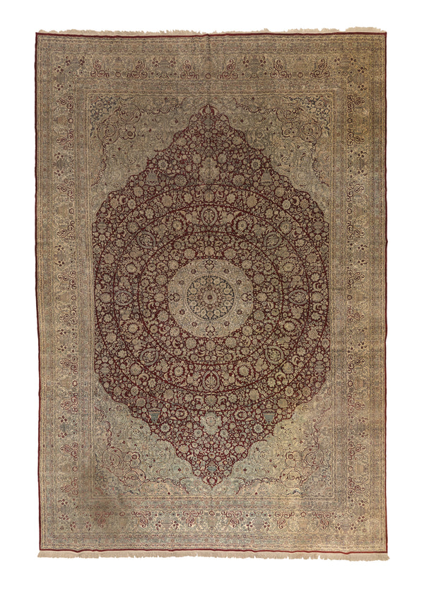 35571 Oriental Rug Chinese Handmade Area Traditional 11'10'' x 17'11'' -12x18- Whites Beige Red Floral Design