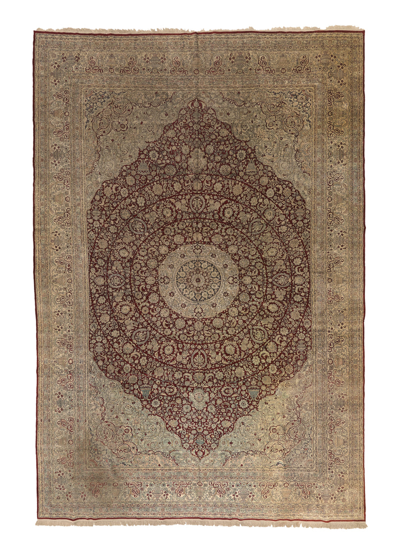 35571 Oriental Rug Chinese Handmade Area Traditional 11'10'' x 17'11'' -12x18- Whites Beige Red Floral Design