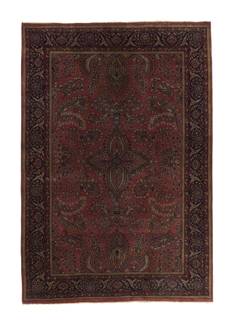 35584 Persian Rug Mohajeran Sarouk Handmade Area Antique Traditional 4'1'' x 6'0'' -4x6- Red Floral Design