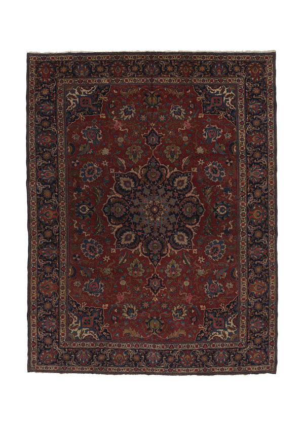 35590 Persian Rug Tabriz Handmade Area Traditional 11'0'' x 14'7'' -11x15- Red Blue Floral Design