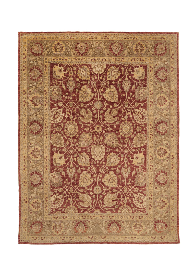 35591 Oriental Rug Pakistani Handmade Area Transitional 8'8'' x 11'9'' -9x12- Red Yellow Gold Oushak Design