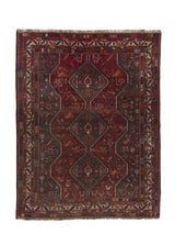 35596 Persian Rug Shiraz Handmade Area Tribal Vintage 7'8'' x 9'8'' -8x10- Red Gray Geometric Animals Design