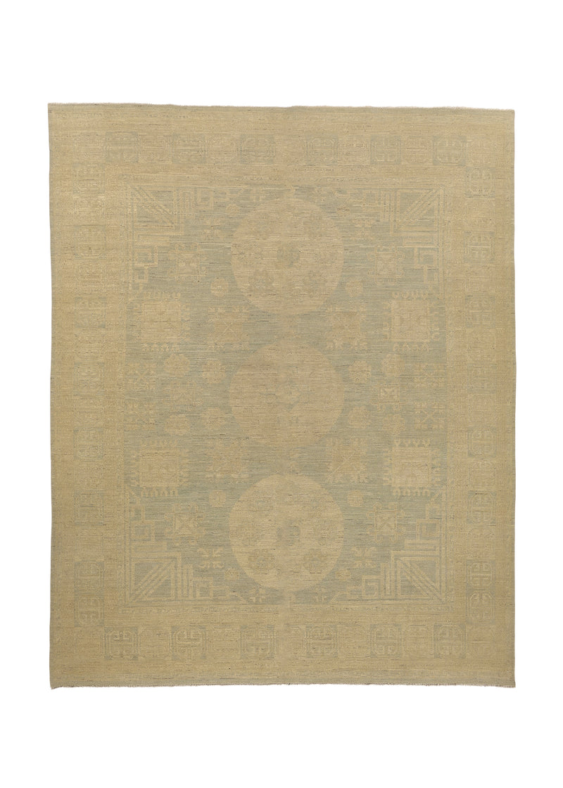 35605 Oriental Rug Afghan Handmade Area Transitional Neutral 8'3'' x 10'2'' -8x10- Whites Beige Blue Geometric Design