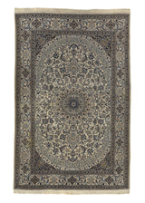 35615 Persian Rug Tabbas Nain Handmade Area Traditional 6'5'' x 9'7'' -6x10- Whites Beige Blue Floral Design