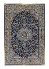 35616 Persian Rug Tabbas Nain Handmade Area Traditional 6'7'' x 10'4'' -7x10- Blue Floral Design