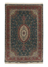 35628 Persian Rug Tabriz Handmade Area Traditional 6'6'' x 10'0'' -7x10- Green Pink Floral Design