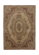 35632 Oriental Rug Indian Handmade Area Transitional 10'1'' x 14'1'' -10x14- Whites Beige Red Abousson Design