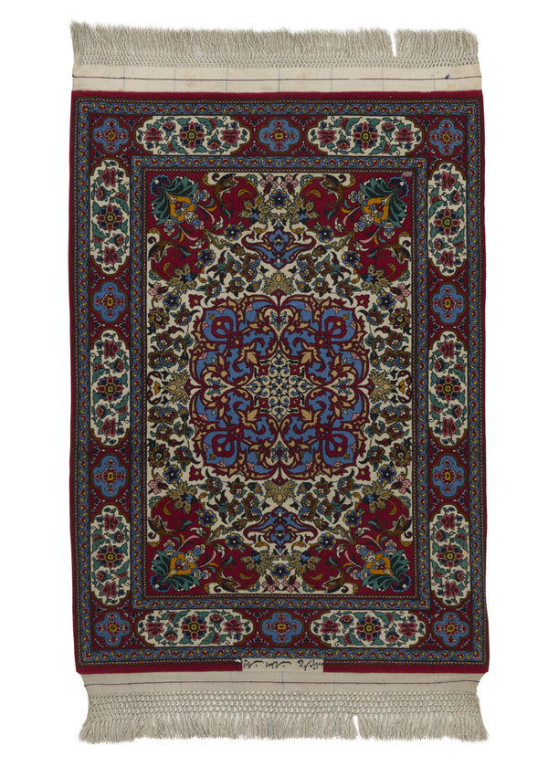 35650 Persian Rug Isfahan Handmade Area Traditional 2'5'' x 3'4'' -2x3- Red Whites Beige Floral Design