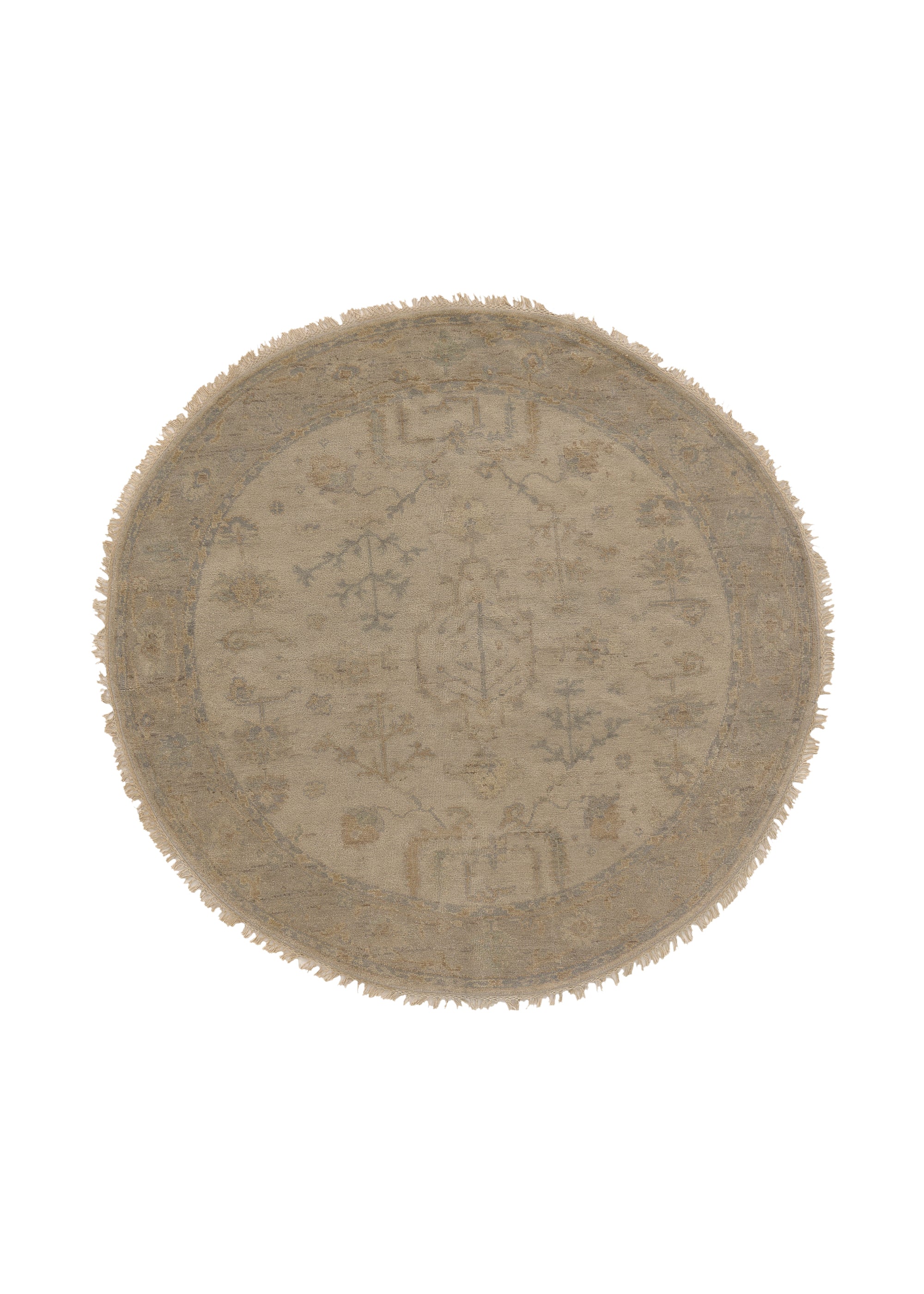 Transitional Neutral Rug Oriental Rug Pakistani Handmade Round Transitional Neutral 6'0