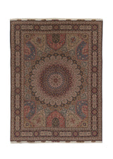 35664 Persian Rug Tabriz Handmade Area Traditional 9'9'' x 13'0'' -10x13- Whites Beige Multi-color Dome Design