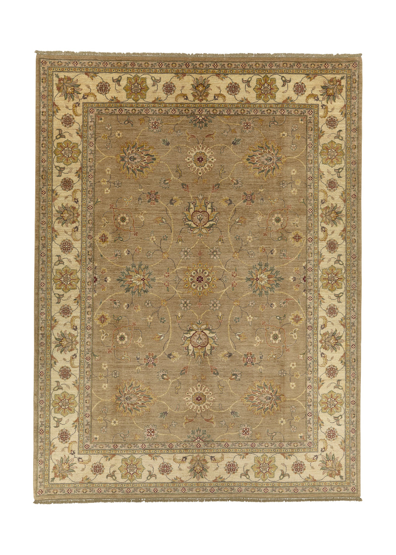 35667 Oriental Rug Pakistani Handmade Area Transitional 7'0'' x 9'5'' -7x9- Whites Beige Yellow Gold Floral Oushak Design