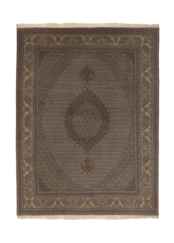 35673 Persian Rug Tabriz Handmade Area Traditional 6'6'' x 8'8'' -7x9- Whites Beige Green Pink Mahi Fish Design