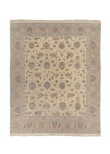 35688 Persian Rug Tabriz Handmade Area Traditional 8'2'' x 10'1'' -8x10- Whites Beige Pink Floral Design