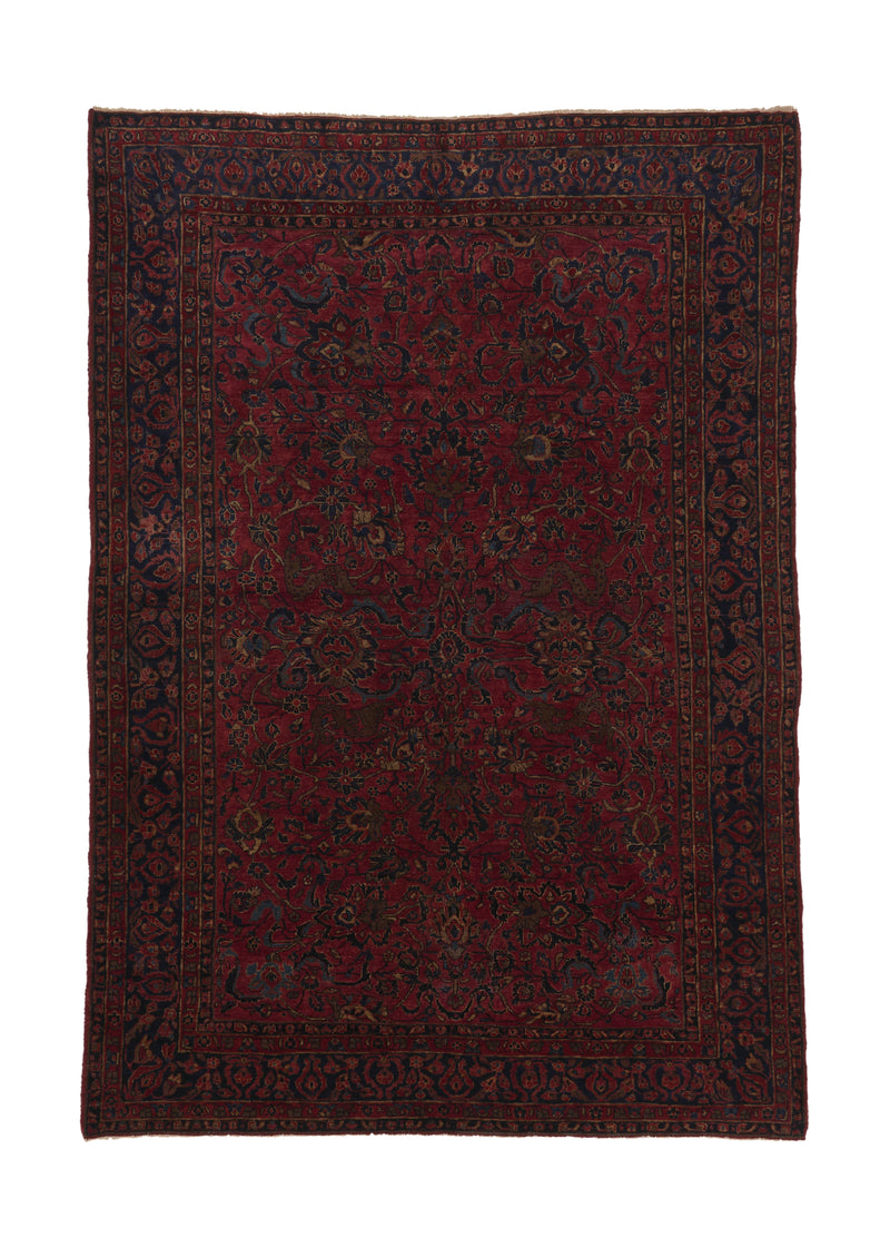 35692 Persian Rug Sarouk Handmade Area Antique Traditional 6'0'' x 8'8'' -6x9- Red Floral Design
