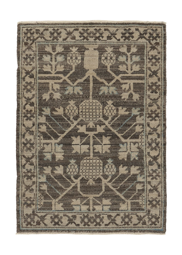 35706 Oriental Rug Pakistani Handmade Area Transitional Neutral 2'2'' x 3'0' -2x3- Gray Khotan Pomegranate Design