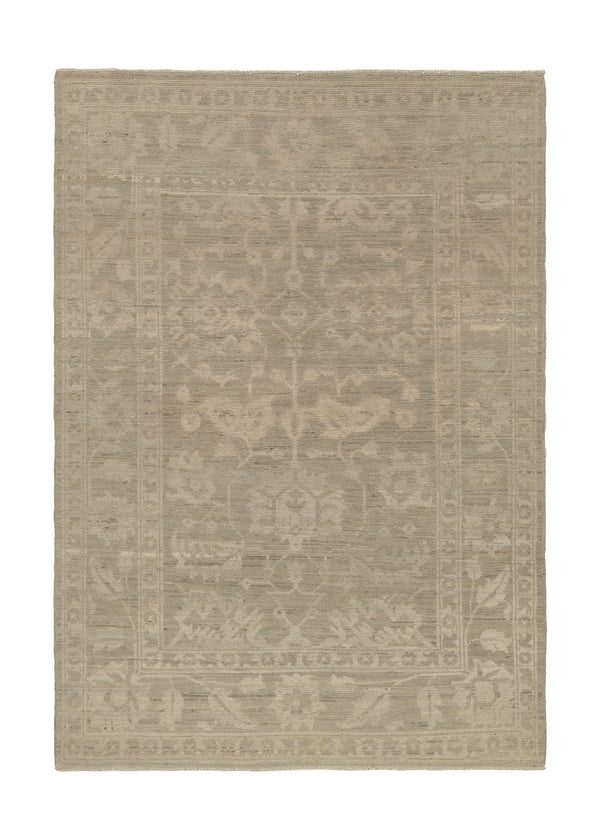 35709 Oriental Rug Pakistani Handmade Area Vintage Neutral 4'1'' x 5'11'' -4x6- Whites Beige Oushak Design