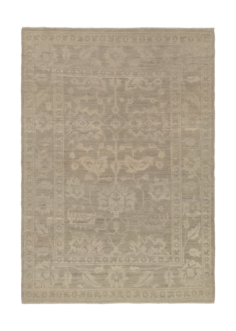 35709 Oriental Rug Pakistani Handmade Area Vintage Neutral 4'1'' x 5'11'' -4x6- Whites Beige Oushak Design