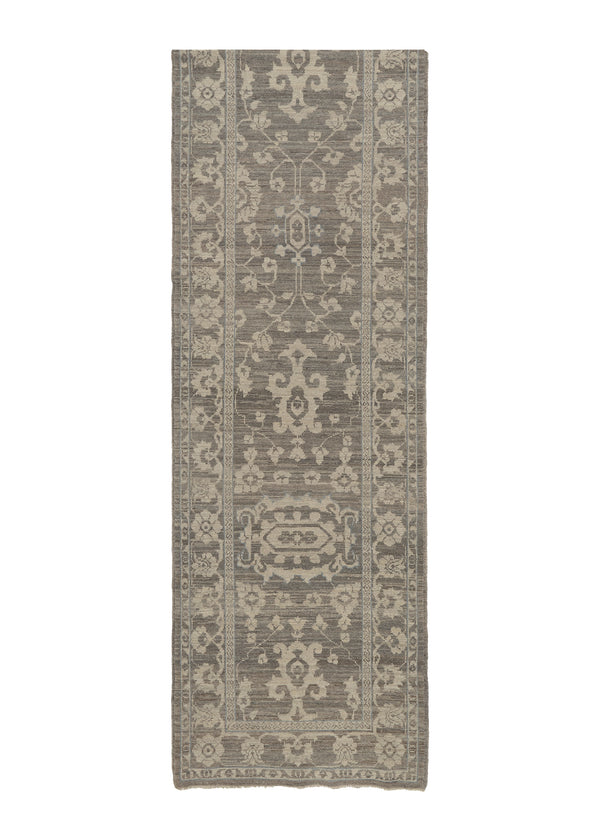 35712 Oriental Rug Pakistani Handmade Runner Modern Neutral 2'9'' x 9'11'' -3x10- Gray Whites Beige Geometric Serapi Design