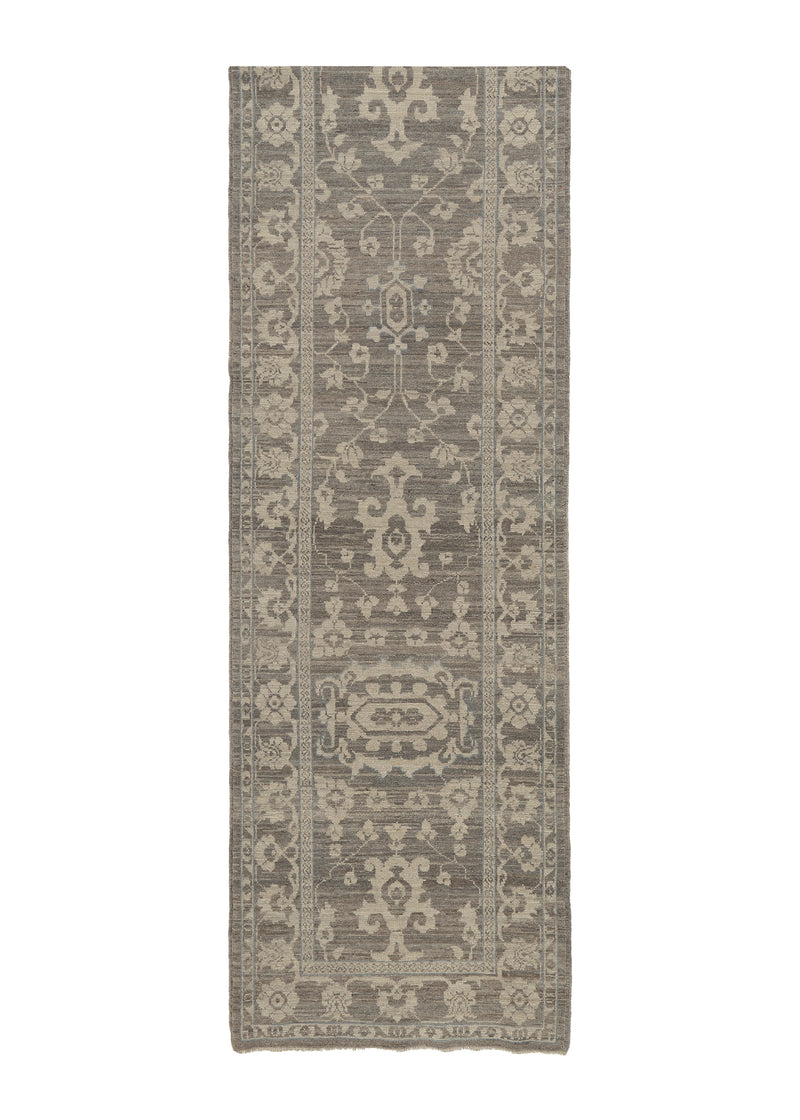 35712 Oriental Rug Pakistani Handmade Runner Modern Neutral 2'9'' x 9'11'' -3x10- Gray Whites Beige Geometric Serapi Design