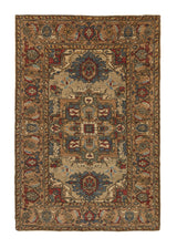 35723 Oriental Rug Pakistani Handmade Area Transitional Tribal 4'2'' x 6'1'' -4x6- Whites Beige Blue Geometric Heriz Design