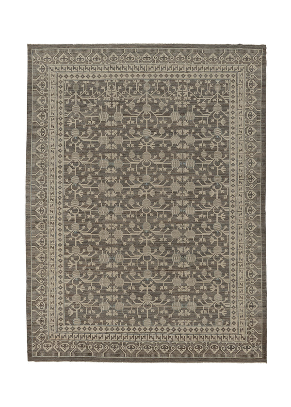 35728 Oriental Rug Pakistani Handmade Area Transitional Neutral 10'5'' x 13'8'' -10x14- Whites Beige Gray Pomegranate Khotan Design