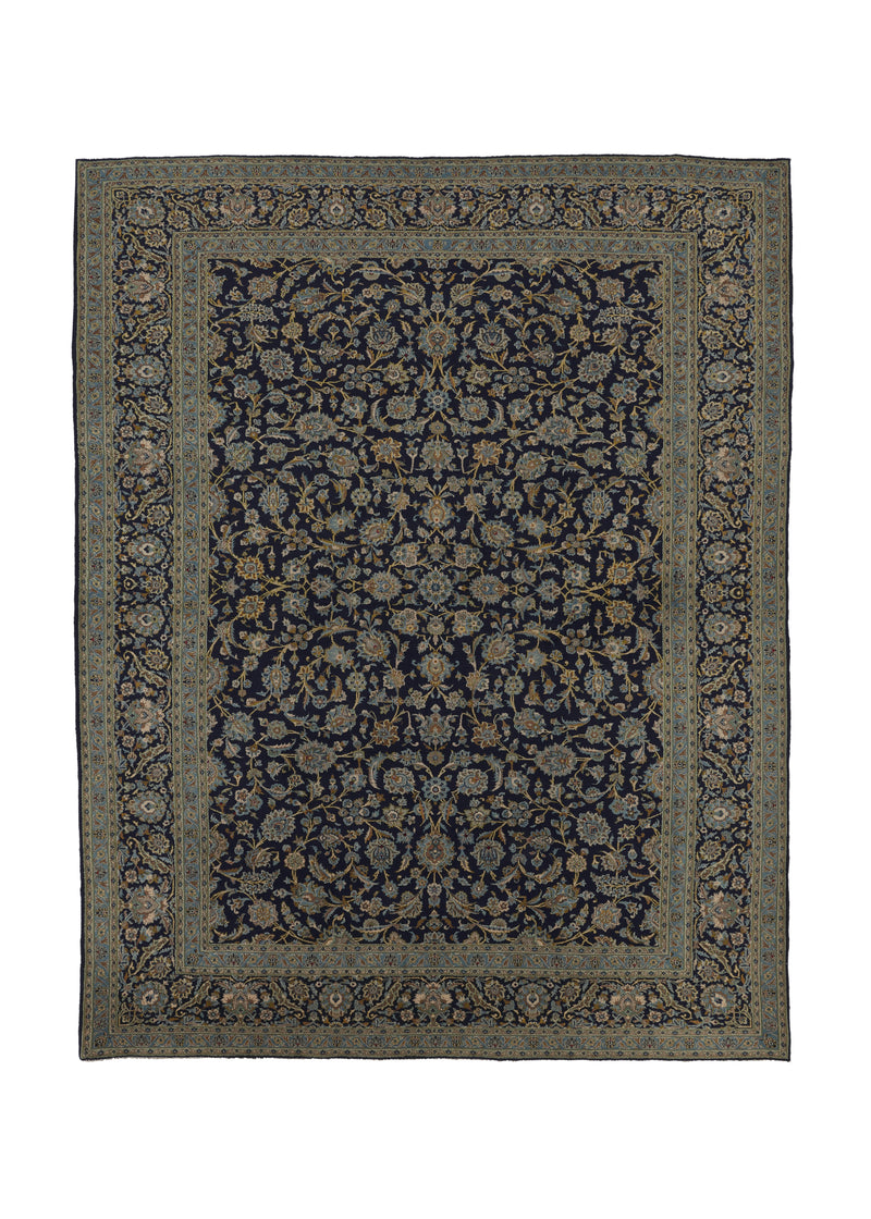 35732 Oriental Rug Pakistani Handmade Area Traditional 10'2'' x 12'11'' -10x13- Blue Green Kashan Floral Design