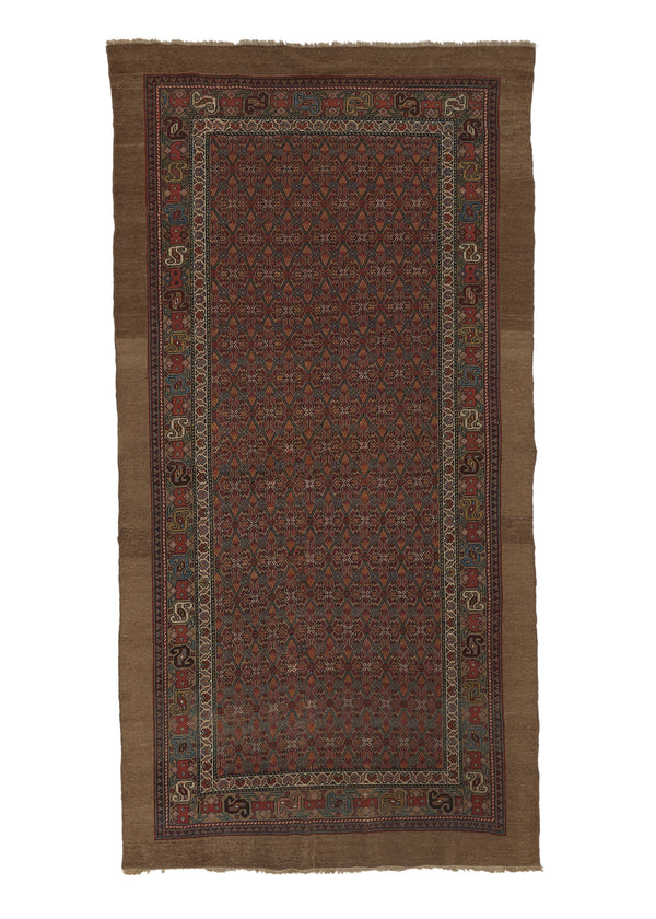 35752 Persian Rug Malayer Handmade Area Antique Tribal 5'3'' x 10'4'' -5x10- Whites Beige Red Geometric Design