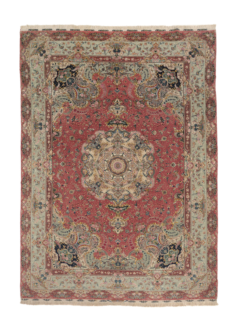 35755 Persian Rug Tabriz Handmade Area Traditional 8'3'' x 11'6'' -8x12- Pink Green Floral Naghsh Design
