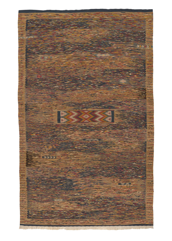 35768 Oriental Rug Moroccan Handmade Area Tribal 6'8'' x 10'9'' -7x11- Yellow Gold Blue Multi-color Abstract Design