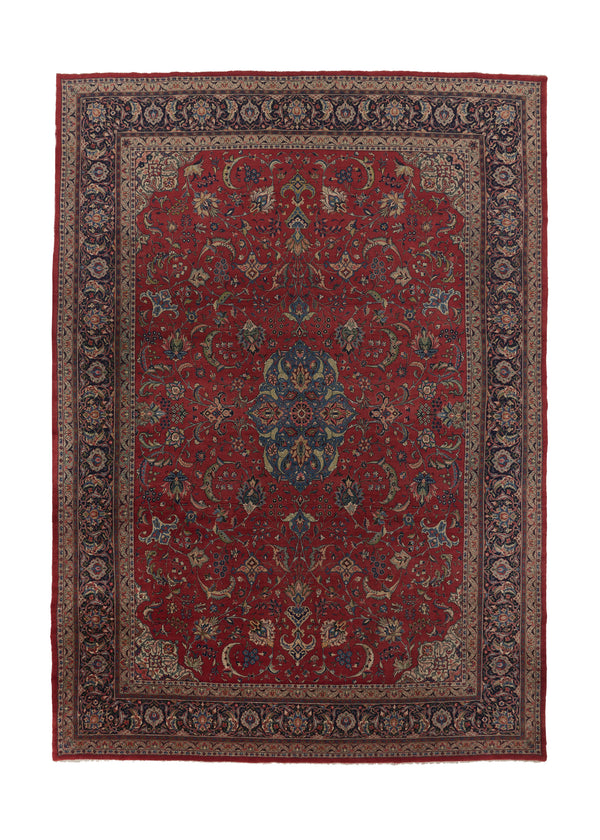35776 Persian Rug Sarouk Handmade Area Traditional 10'4'' x 14'8'' -10x15- Red Blue Floral Design