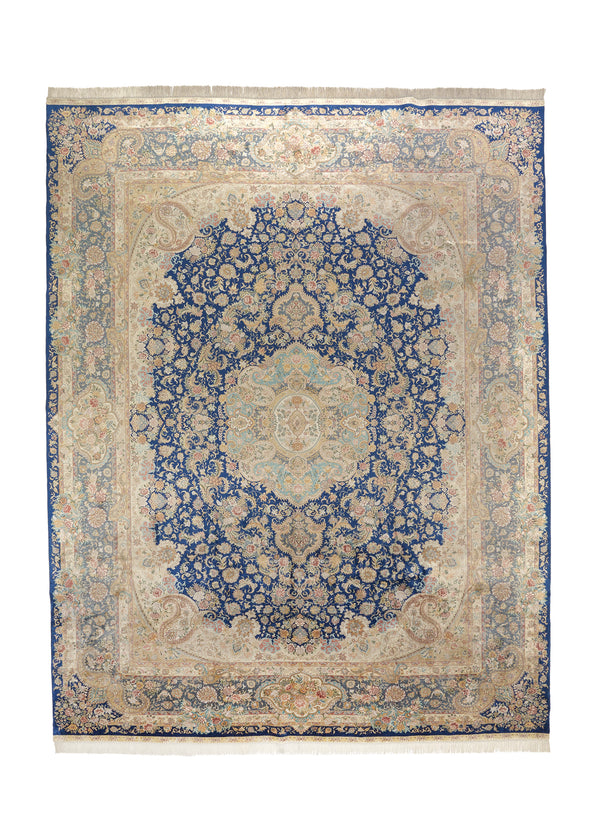 35777 Oriental Rug Chinese Handmade Area Traditional 9'2'' x 12'0'' -9x12- Blue Whites Beige Floral Design