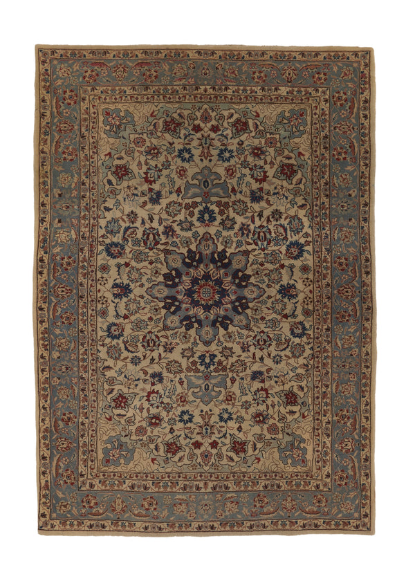 35779 Persian Rug Najafabad Handmade Area Traditional 4'2'' x 6'0'' -4x6- Whites Beige Blue Floral Design