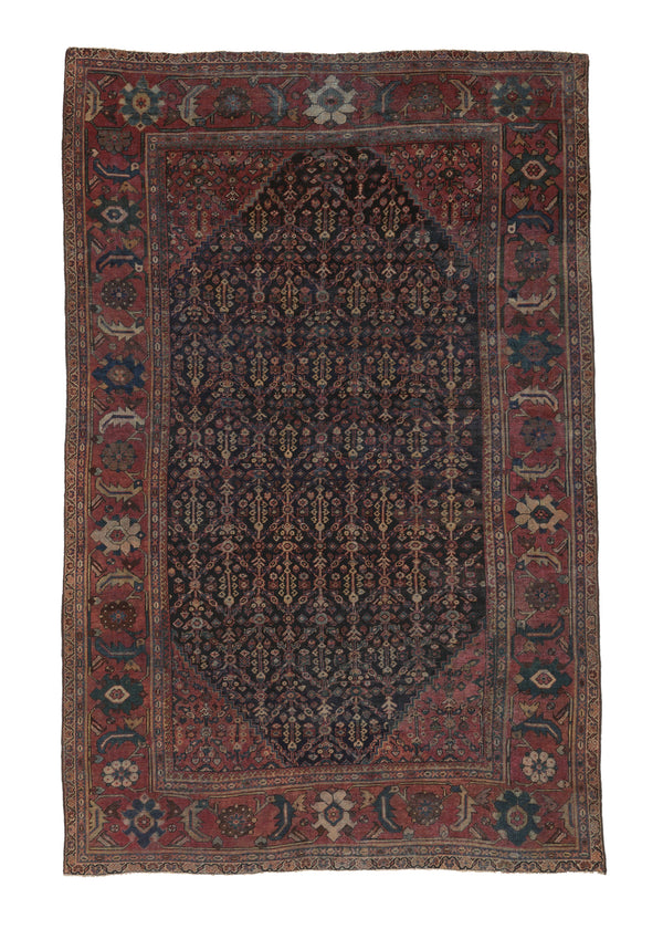 35782 Persian Rug Mahal Handmade Area Antique Tribal 6'8'' x 10'2'' -7x10- Red Blue Geometric Design