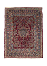 35784 Persian Rug Kerman Handmade Area Traditional 8'8'' x 11'6'' -9x12- Red Blue Floral Design