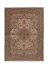 35796 Persian Rug Tabriz Handmade Area Traditional 4'11'' x 6'8'' -5x7- Purple Whites Beige Heriz Design