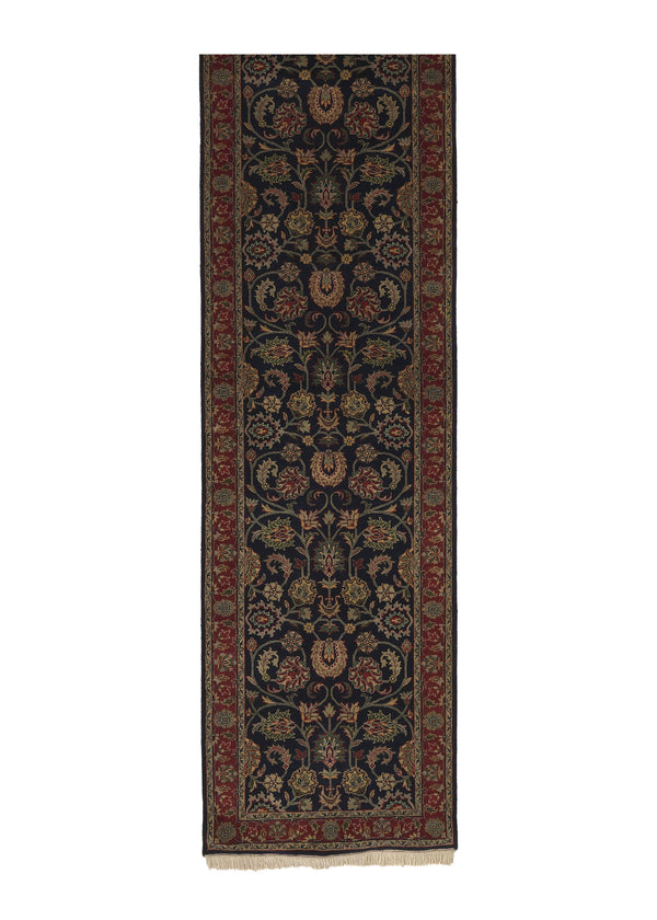 35801 Oriental Rug Indian Handmade Runner Traditional 2'7'' x 11'3'' -3x11- Blue Red Floral Design