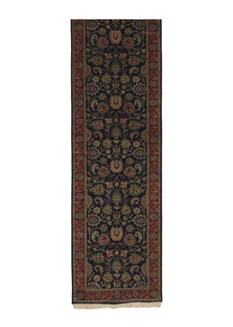 35801 Oriental Rug Indian Handmade Runner Traditional 2'7'' x 11'3'' -3x11- Blue Red Floral Design