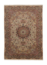 35808 Persian Rug Tabriz Handmade Area Traditional 6'7'' x 9'8'' -7x10- Whites Beige Pink Naghsh Floral Design