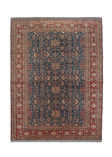 35830 Oriental Rug Afghan Handmade Area Transitional Tribal 9'0'' x 12'2'' -9x12- Red Blue Kazak Design