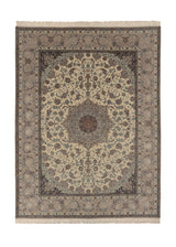 35832 Persian Rug Isfahan Handmade Area Traditional 10'0'' x 13'4'' -10x13- Whites Beige Blue Gray Floral Design