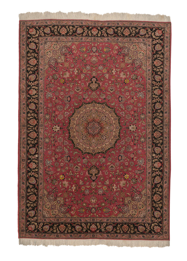35848 Persian Rug Tabriz Handmade Area Traditional 6'9'' x 9'9'' -7x10- Pink Naghsh Floral Design
