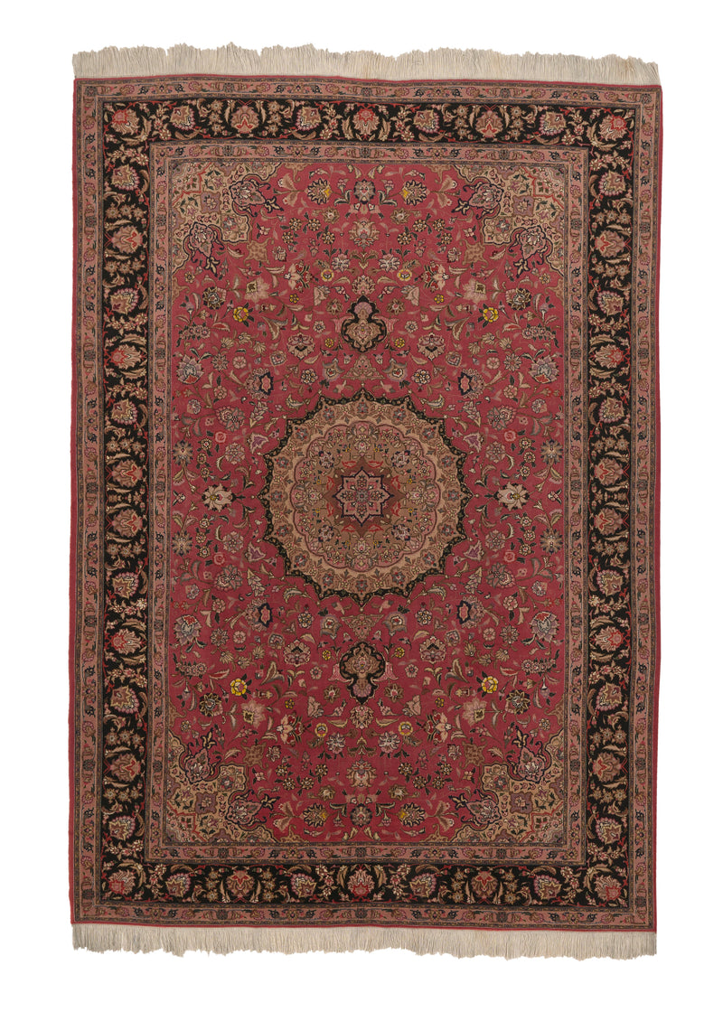 35848 Persian Rug Tabriz Handmade Area Traditional 6'9'' x 9'9'' -7x10- Pink Naghsh Floral Design