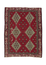 35855 Oriental Rug Turkish Handmade Area Antique Tribal 8'4'' x 10'1'' -8x10- Red Green Geometric Kilim Design