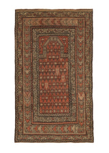 35862 Caucasian Rug Shirvan Handmade Area Tribal Vintage 3'0'' x 4'11'' -3x5- Pink Geometric Design