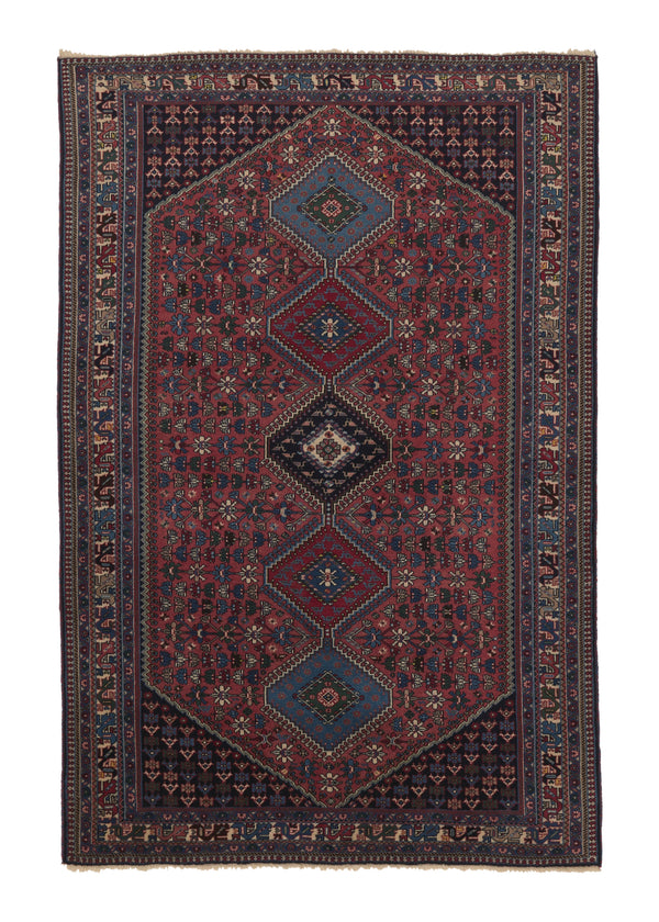 35867 Persian Rug Yalameh Handmade Area Tribal 5'2'' x 7'10'' -5x8- Blue Pink Geometric Design