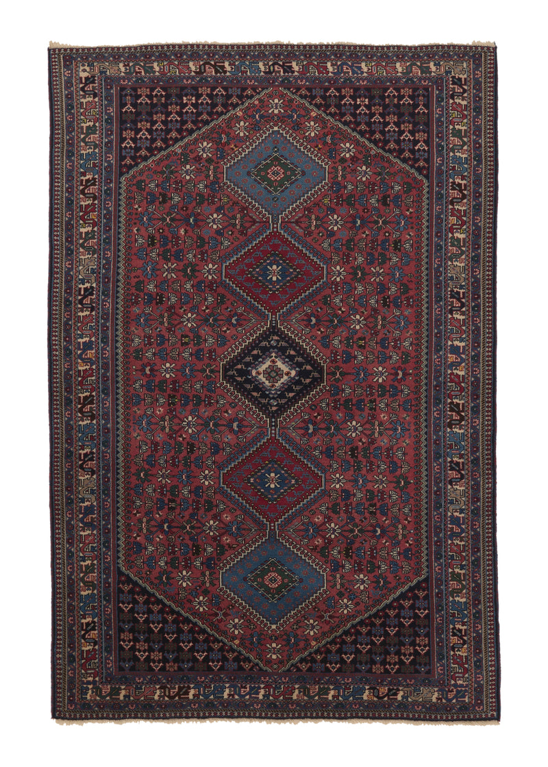 35867 Persian Rug Yalameh Handmade Area Tribal 5'2'' x 7'10'' -5x8- Blue Pink Geometric Design