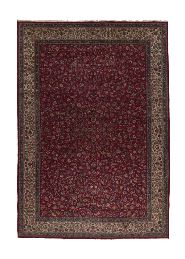 35871 Persian Rug Tabriz Handmade Area Traditional 11'4'' x 16'4'' -11x16- Red Floral Design